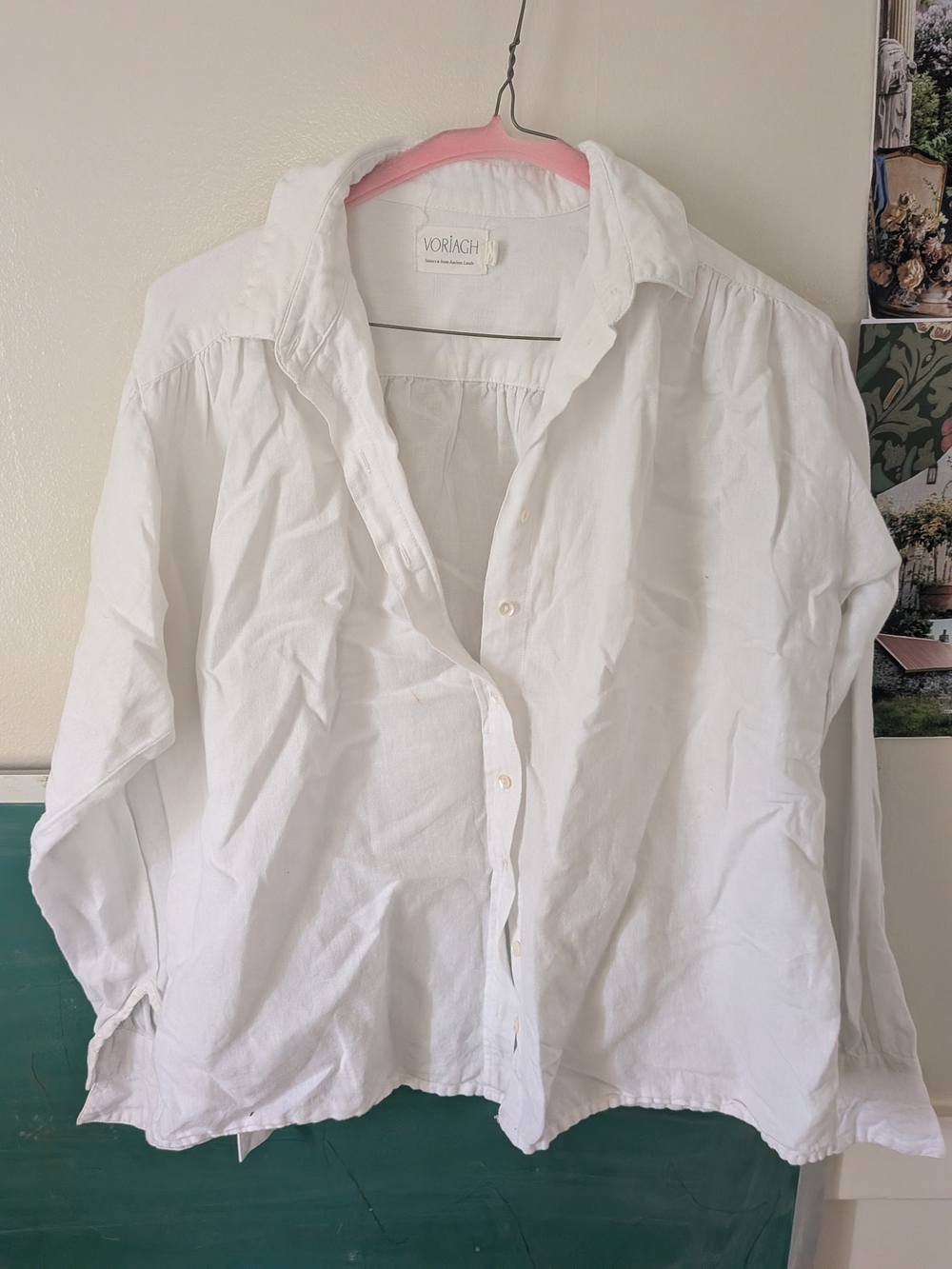 VORIAGH White Button-Up Linen Shirt